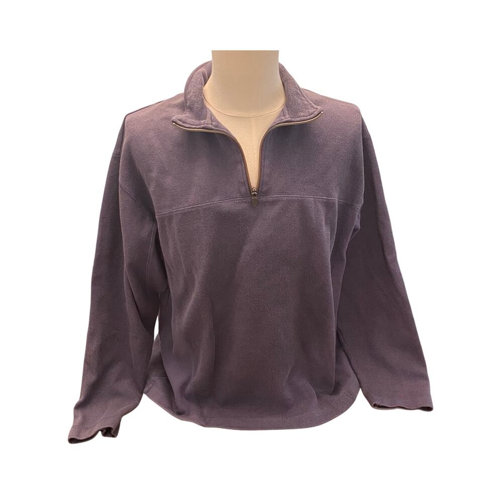 Vintage Y2K Sportif Quarter Zip Pullover Sweater XL Organic Cotton Gorp Purple‎